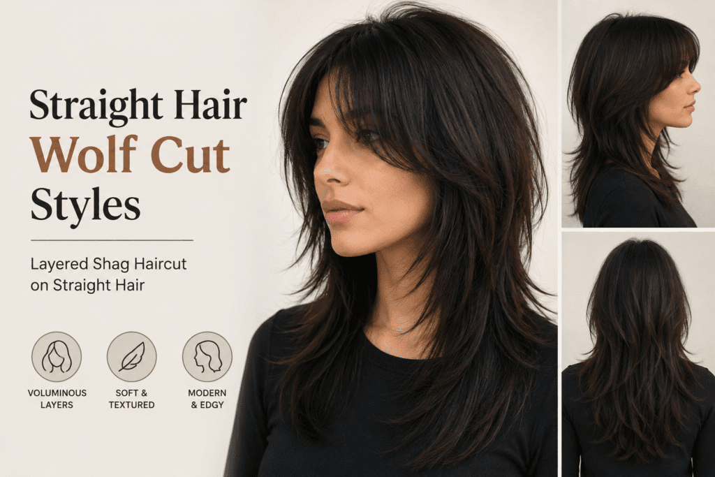 Straight Hair Wolf Cut Styles